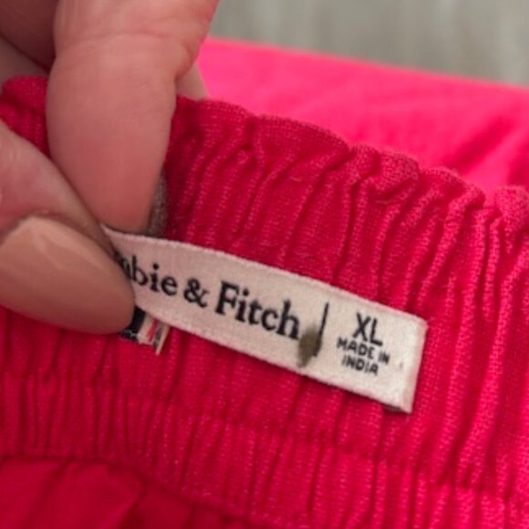 Abercrombie & Fitch Ultra High Rise Linen Blend Maxi Skirt with Slit Hot Pink XL - Picture 7 of 7